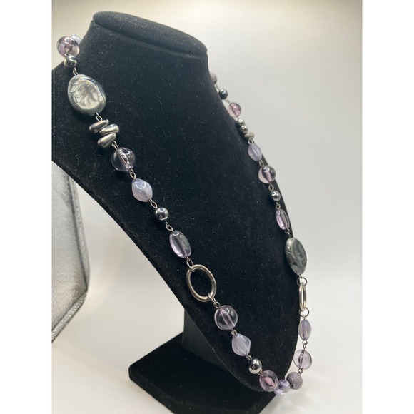 Purple Mixed Media Beaded 24 Inch Necklace! - Picture 2 of 10